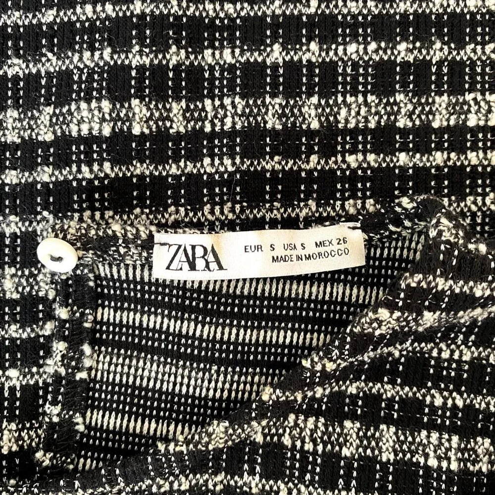 ⚫ ⚪ Chic Zara b&w shift dress with puff sleeves in tweed-like fabric ⚪ ⚫ - Picture 7 of 8